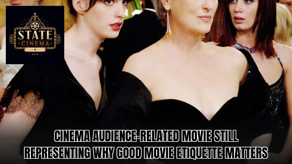 Cinema audience-related movie still representing why good movie etiquette matters