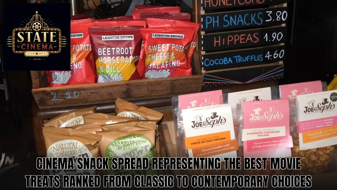 Cinema snack spread representing the best movie treats ranked from classic to contemporary choices