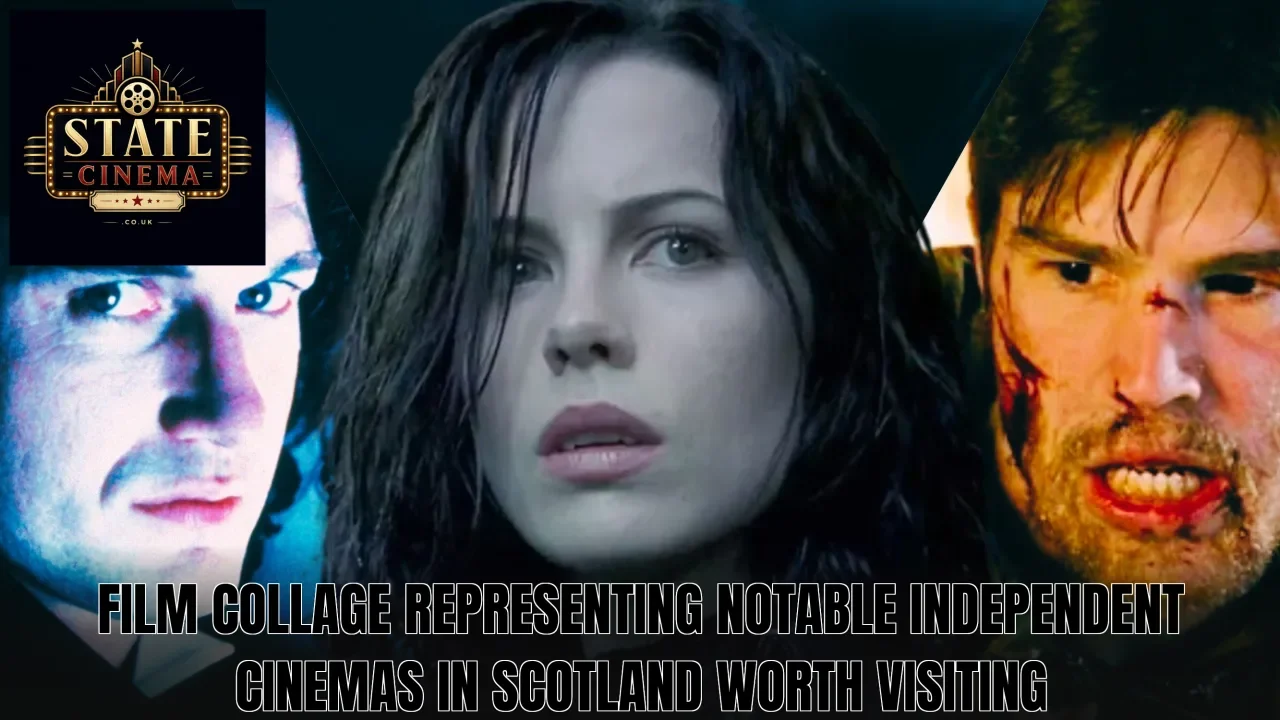 Film collage representing notable independent cinemas in Scotland worth visiting