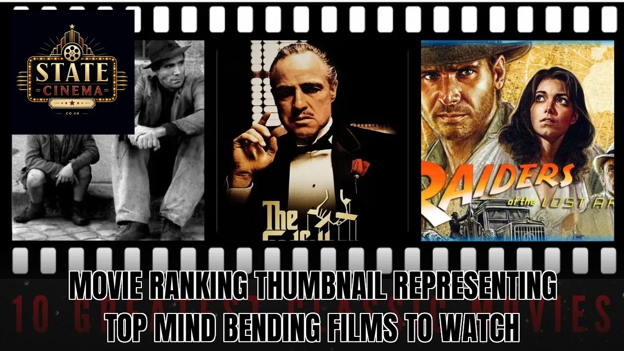 Movie ranking thumbnail representing top mind bending films to watch