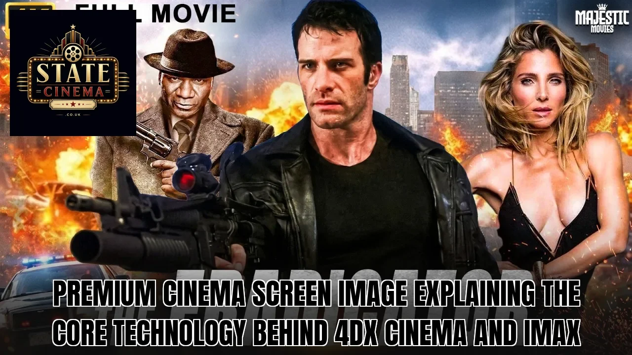 Premium cinema screen image explaining the core technology behind 4DX Cinema and IMAX
