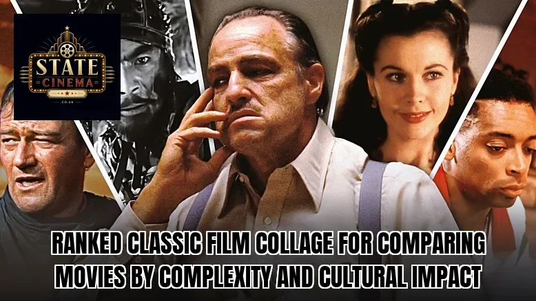 Ranked classic film collage for comparing movies by complexity and cultural impact