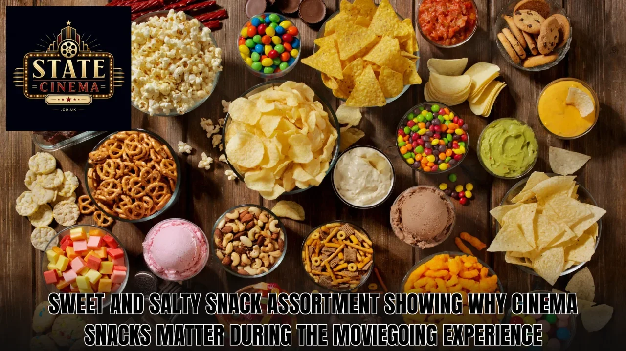 Sweet and salty snack assortment showing why cinema snacks matter during the moviegoing experience